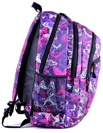 FIOLETOWY DZIEWCZĘCY TORNISTER SZKOLNY PLECAK W MOTYLE BAG STREET BUTTERFLY / G4-21