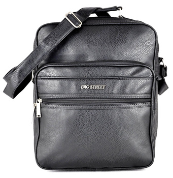 DUŻA CZARNA PIONOWA TORBA MĘSKA NA RAMIĘ SKÓRA EKOLOGICZNA BAG STREET / G2-87