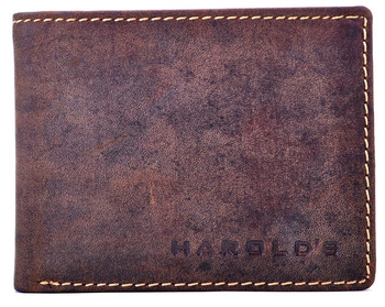 BRĄZOWY PODNISZCZANY POZIOMY PORTFEL MĘSKI SKÓRY W STYLU VINTAGE / G1-48