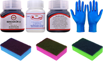 RENOSKÓR ZESTAW DO RENOWACJI BUTÓW SKÓRY KIEROWNICY TAPICERKI ODZIEŻY SKÓRZANEJ TOREBKI 110 ml