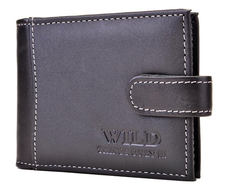 CZARNY POZIOMY SKÓRZANY WIZYTOWNIK NA ZAPINKĘ ETUI WILD THINGS ONLY !!! / G4-208