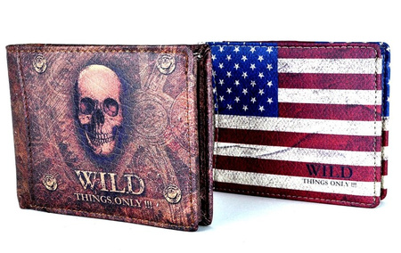 POZIOMY MĘSKI PORTFEL Z GRAFIKĄ USA FLAGA AMERYKI WILD THINGS ONLY !!! / G3-02