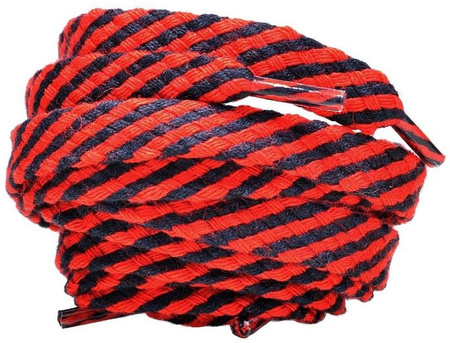 CZERWONO - CZARNE Sznurowadła Grube PŁASKIE 8 mm szerokie Bawełniane KLASYCZNE Sznurówki do Adidasów Trampek Tenisówek