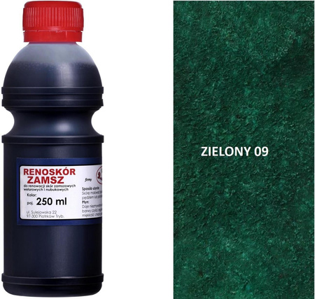 RENOSKÓR FARBA DO RENOWACJI ZAMSZU NUBUKU I WELURU 250 ML - ZIELONY / G12-98