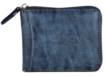 GRANATOWY POZIOMY SZORSTKI PORTFEL MĘSKI NA SUWAK WILD THINGS ONLY !!! / G3-231
