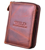 BRĄZOWY ŚREDNI PIONOWY SKÓRZANY PORTFEL MĘSKI NA SUWAK WILD THINGS ONLY !!! / G4-229