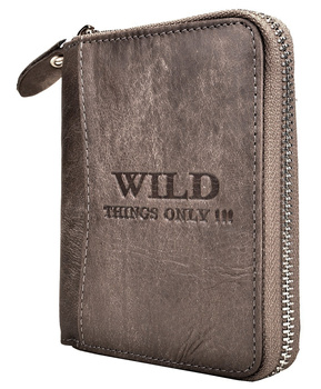 SZARY PIONOWY SKÓRZANY PORTFEL MĘSKI NA SUWAK WILD THINGS ONLY !!! / G4-222