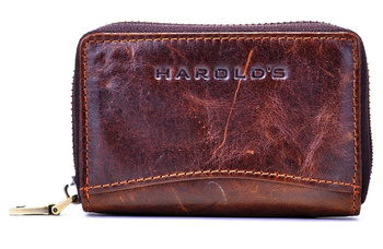 ELEGANCKI SKÓRZANY BRĄZOWY WIZYTOWNIK NA SUWAK OPRAWA PITEREK HAROLD'S / G4-93