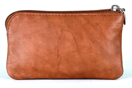 BRĄZOWE SKÓRZANE ETUI NA KLUCZE OPRAWA SASZETKA NA SUWAK PITEREK BAG STREET / G3-62