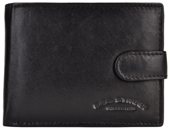 CZARNY POZIOMY SKÓRZANY PORTFEL MĘSKI Z ZAPINKĄ BAG STREET / G4-274