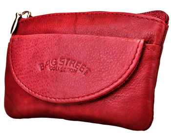 BORDOWA SKÓRZANA KLUCZÓWKA ETUI Z KLAPKĄ OPRAWA NA SUWAK PITEREK BAG STREET / G3-216