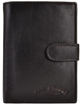 CZARNY PIONOWY SKÓRZANY PORTFEL MĘSKI Z ZAPINKĄ BAG STREET / G4-279
