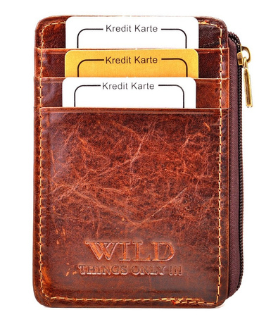 BRĄZOWE SKÓRZANE ETUI OPRAWA PITEREK NA DOKUMENTY WILD THINGS ONLY !!! / G4-209