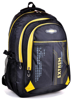 CZARNO ŻÓŁTY DUŻY PLECAK MIEJSKI TORNISTER Z ODBLASKAMI BAG STREET EXTREM / G4-191