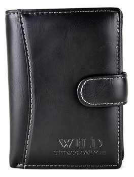 CZARNY PIONOWY PORTFEL MĘSKI Z ZAPINKĄ WILD THINGS ONLY !!! / G3-41