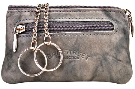SZARE SKÓRZANE ETUI NA KLUCZE OPRAWA SASZETKA NA SUWAK PITEREK BAG STREET / G3-209