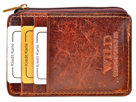 BRĄZOWE SKÓRZANE ETUI OPRAWA PITEREK NA DOKUMENTY WILD THINGS ONLY !!! / G4-209