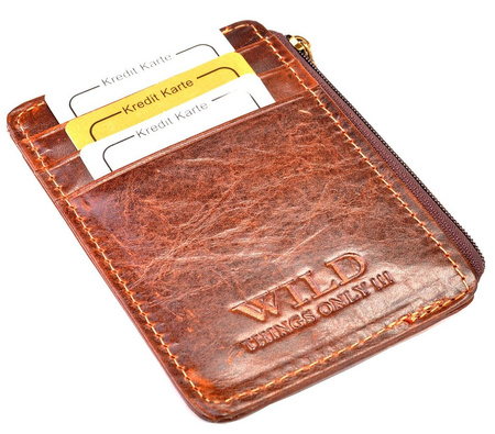 BRĄZOWE SKÓRZANE ETUI OPRAWA PITEREK NA DOKUMENTY WILD THINGS ONLY !!! / G4-209