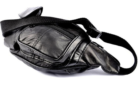 CZARNA SKÓRZANA SASZETKA BIODROWA NERKA BAG STREET / G1-64