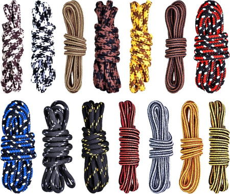 CZARNO-NIEBIESKIE Sznurowadła TREKKINGOWE okrągłe 5 mm SOLIDNE Bawełniane Sznurówki do butów outdoor